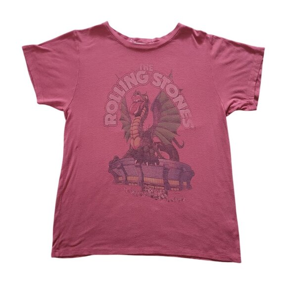 DAYDREAMER For FREE PEOPLE The Rolling Stones Dragon Coral Red Graphic Tee Sz M - Picture 1 of 7